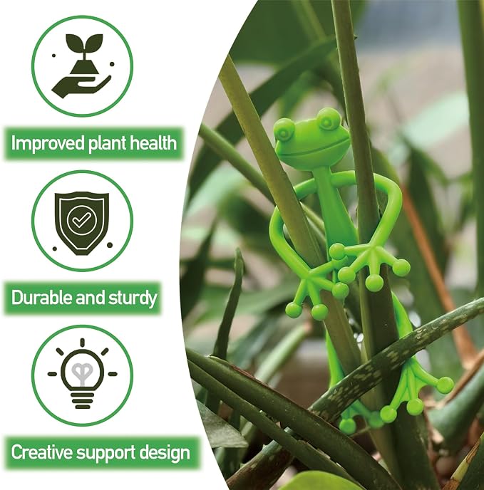 6 pcs Frog Plant Stand, Multipurpose Green Frog Plant Supports Steady Cartoon Plant Branches Tie Down, Frog Plant Holder for Potted Plants, Plant propagation buddy Cute Frog Flower Pot Hugger Plant Climbing Fixture Clips Perfect for Indoor Outdoor Gard...