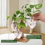 Plant Terrarium Propagation Stations with Wooden Stand, Glass Vase for Indoor Hydroponics Home Garden Office Decoration Gift for Women - 4 Love Bulb Vase