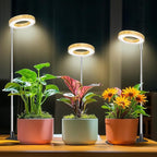 Grow Light, 48 LEDs Full Spectrum Plant Lights for Indoor Growing, Height Adjustable Wood Grain Plant Grow Light with Base, 3 Optional Spectrums, Auto Timer 6/12/16Hrs, 5 Brightness