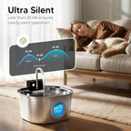 Voluas Stainless Steel Cat Water Fountain: 108oz/3.2L Wireless Cat Fountain Battery Operated for Drinking Indoor, Automatic Pet Water Dispenser Bowl with Ultra Quiet Pump, Easy Clean BPA-Free, 4Filter