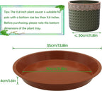 4 Pack 14 Inch Round Plant Saucers for Less 12 Inch Pot Indoors Outdoors Plant Trays for Pots Planter Saucer Plastic Drip Tray Planter Water Tray(Terracotta, 13.8"(4pcs))