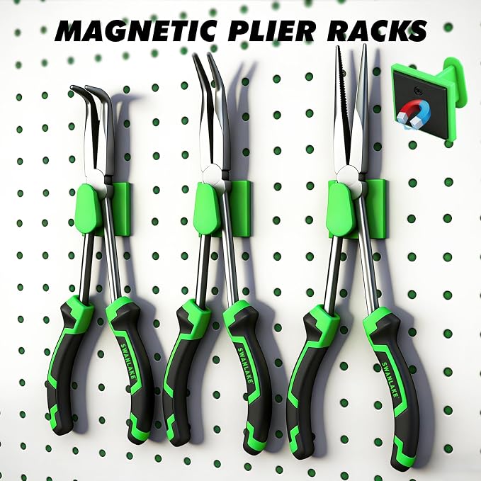 20-Piece Magnetic Tool Organizer Set, 1/4", 3/8", 1/2" SAE & Metric Socket Organizers, 2 Large Wrench Holders, 24-Slot Wrench Rails, Plier and Screwdriver Wall Mount Storage