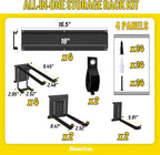 Garage Tool Organizer Wall Mount, 64" Heavy-Duty Metal Wall Organizer, 4 Rails with 8 Adjustable Hooks, Garden Storage Rack for Organization, Sturdy Tool Hanging Holder for Shovel Shed Yard