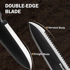 ROYTOA Hori Hori Garden Knife, Garden Tools with Sheath for Weeding,Planting,Digging, 7" Stainless Steel Blade with Cutting Edge, Full-Tang Walnut Wood Handle with Hanging Hole