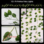suddus Vine with Fairy Lights Battery Operated, 13.1ft 40 LED Pothos String Lights with Remote, Leaf Lights for Bedroom, Room, Wall, Garden, Party, Wedding Dorm Decor(Warm White)