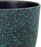 WSMKSZ Plant Pots 10/9/8 inch, Set of 3 Modern Decorative Plastic Planters with Drainage Holes and Saucers for Garden House Plants, Flower Pots for Indoor Outdoor Plants, Black with Green Speckles