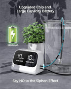 Automatic Watering System for Potted Plants, Plant Waterer, DIY Drip Irrigation Kit with Smart Timer, Waterproof LED Display & Large Capacity Battery, Precise Distribution of Water (White)