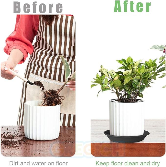 8 Pcs Plastic Plant Saucer 6 8 10 12 inch Assorted Sizes, Thick Multi Size Pack Plant Tray for Pots Indoors Potted Plant Water Catcher Tray Flower Planter Base Drainage Drip Dish Plate Outdoor