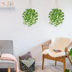 2 Pack Hanging Plant Fake Hanging Plants with LED Lights, Artificial Hanging Plant with Pots, Artificial Plants for Home Decor Wall Indoor Outdoor Office Decor