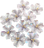 10 PCS 3D Flower Ceramic Tiles,1.6" Handmade Procelain Ceramic Flowers for Artwork,Fish Tank,Vases,Living Room, Dining Table,Office, Home Floral Decor (Single-Flowered Iridescent Purple)