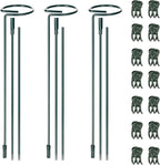 Mwellewm 3 Sets Plant Stakes 12/25/36 Inch Adjustable Plant Support Stakes Tall for Indoor Outdoor Plant Holder Stick Steel Garden Stem Pole Amaryllis Stakes with 15 Clip for Tomato Orchid Lily Flower