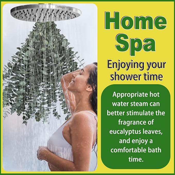11 PCS Real Dried Eucalyptus Stem for Shower & Bathroom Decor - 17'' Large Natural Fresh Eucalyptus Leaves Hanging Plants, Shower Stuff Green Home Vase Decor, DIY