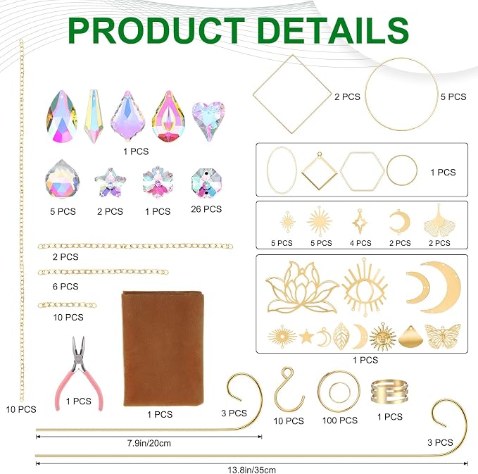 230 Pcs DIY Crystal Suncatcher Kit Lotus Style Sun Catchers Making Supplies Kit with 3 Size Tall Trellis for Potted Plants Indoor Plant Stake Suncatcher Decoration for Office Home