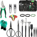 24 Piece Bonsai Tree Kit, Bonsai Trimming Tool Set, Bonsai Starter Kit, Carbon Steel Scissors Cutter Shears, Stainless Steel Rake Shovel, Gardening Pruning Tools, Gloves