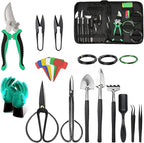 24 Piece Bonsai Tree Kit, Bonsai Trimming Tool Set, Bonsai Starter Kit, Carbon Steel Scissors Cutter Shears, Stainless Steel Rake Shovel, Gardening Pruning Tools, Gloves