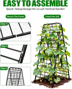 Joyhalo Heavy Duty Adjustable A-Frame Cucumber Trellis for Climbing Plants, 50.4"x17" All-Metal Garden Trellis with Dense Grid Climbing Frame for Raised Beds, Tomatoes, Cucumbers & Outdoor Vines