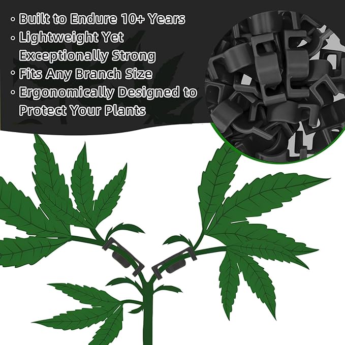 40 Pack LST Plant Training Clips – Durable & Reusable Stem Support for Low-Stress Training – Fits All Growth Stages