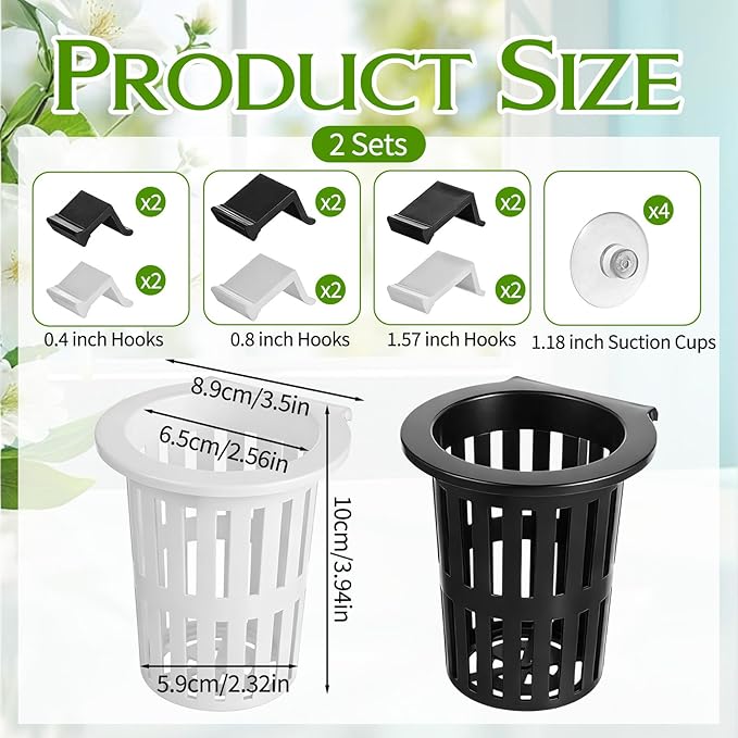 Xthrotsenk 2 Pcs Aquarium Plant Holder with 3 Size Hooks Hanging Fish Tank Plant Holder with 16 Hooks 4 Suction Cups for Fish Tank Cultivation Aquascape Decorations White Black