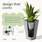 Veradek V-Resin Indoor/Outdoor Taper Planter (Gray, 30 inch - 2 Pack with 2 Saucer Trays)