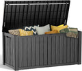 PatioZen 150 Gallon Resin Deck Box, Lockable Patio Outdoor Storage Box for Furniture, Garden Tools and Tools Storage, Waterproof Outside Storage Boxes - Black