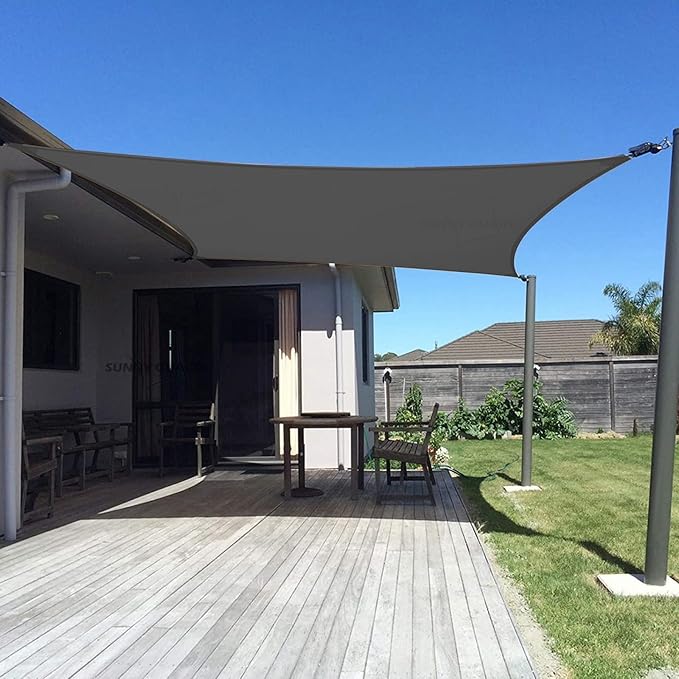 SUNNY GUARD Sun Shade Sail 12'x12' Rectangle Graphite Grey UV Block Sunshade for Backyard Yard Deck Patio Garden Outdoor Activities and Facility(We Make Custom Size)
