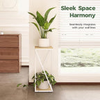 Bamworld Tall Plant Stand Indoor Corner Plant Shelf Tiered Plant Stand Wood Plant Table Heavy Duty Flower Pot Stands Metal Plant Holder for Living Room Bedroom Hallway(White)