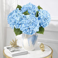 4Pcs Hydrangea Artificial Flowers Realistic Latex Texture for Spring Decoration Home Party Wedding Living Room Decoration 21''Blue
