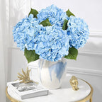4Pcs Hydrangea Artificial Flowers Realistic Latex Texture for Spring Decoration Home Party Wedding Living Room Decoration 21''Blue