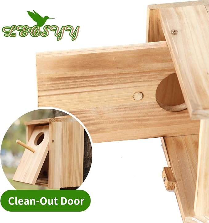 2 Pack Bird Houses for Outside, Wooden Birdhouse Kit with Front Clean-Out Door, Solid Wood Outdoor Nesting Box for Backyard Birdwatching