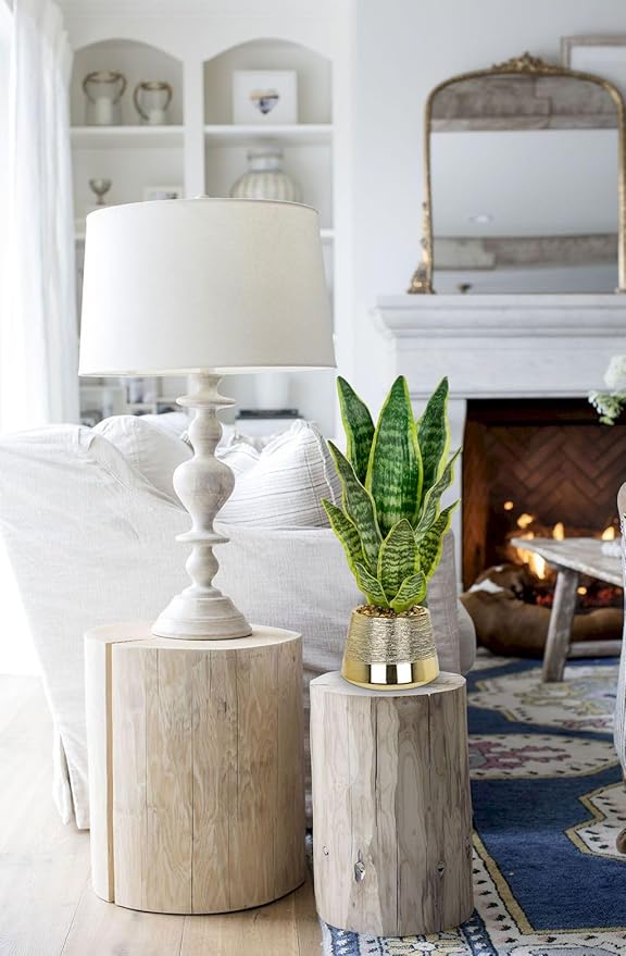 Oairse Artificial Potted Plant, Fake Snake Plant in Gold Pot 16.9 inch Faux Sansevieria Trifasciata Artificial Plants Indoor with Pot for Home Office Living Room Indoor Outdoor Decor