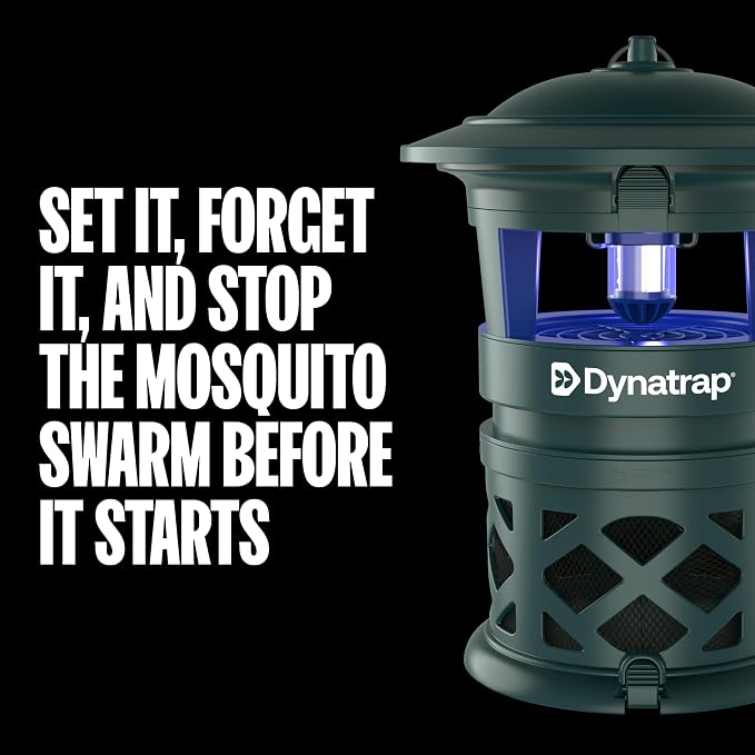 DynaTrap DT2030-GRSR Fly Traps Outdoor - Mosquito & Flying Insect Killer for 1 Acre – Kills Flies, Gnats, Wasps - Bug Zapper Alternative - Green