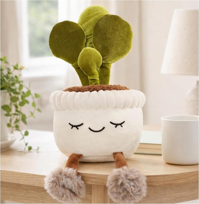 Plush Succulent Plant in Pot – Large 12 Inch Stuffed Succulent Cute Fake Plant Decor for Desk, Bedroom & Nursery, Soft Potted Plant Gift(Oyster Plant)