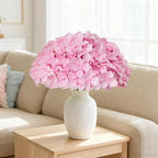 65Pcs Pink Hydrangea Artificial Flowers Bulk，Realistic Silk Fake Flowers with Stems，Faux Hydrangea Flowers for Wedding Home Decor Centerpieces Living Room Garden Party Baby Shower Decoration