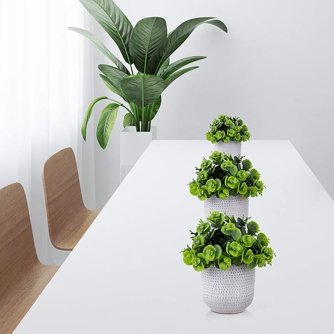 Artificial Plants in Ceramic Planter Cute Lysimachia Fake Succulent Flowers Potted for Home Office Table Desk Decor Living Room Bathroom Bedroom Shelves Decoration