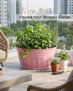 vensovo 10 Inches Pink Metal Rustic Plant Pots - 4 Pcs Large Shallow Galvanized Planters with Drain Hole and Rubber Plug, Rustproof Tin Bucket Succulent Pot Indoor Farmhouse Vintage Style for Decor