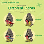 Edible Birdhouse - Birdseed Bird Feeder, Wooden Birds House Covered in Wild Bird Food, Squirrel Resistant Birds Feeders for Outside Hanging, Watching Gift for Garden Lovers, (TD)