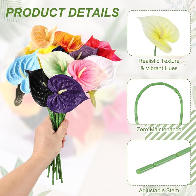 uxcell 4Pcs 11inch Artificial Anthurium Lily Flowers, Permanent Flower Bouquet for Home Arrangements Wedding Festival Decoration Crafts Store Decor Accessories, Pale Yellow