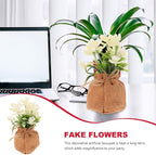 INOOMP Faux Phalaenopsis Orchid Bonsai Potted Artificial Orchid Flowers Realistic Fake Flowers Decor for Indoor Home Office Living Room Table Display