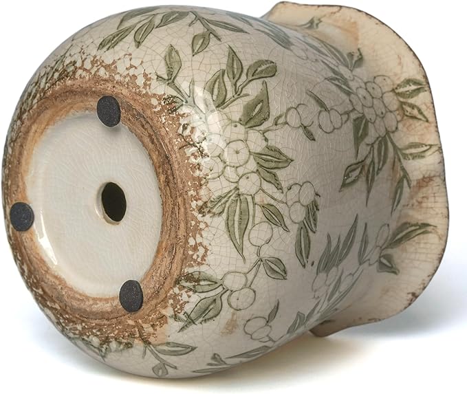 Dosayes Rustic Ceramic Planter, 6 Inch Tuscan Vintage Flower Pot with Drainage, Farmhouse Garden Pot for Indoor Plants, Kitchen & Garden Tuscan Decor, Plant Lover Gift (Light Green)