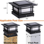 Dynaming 4x4 Solar Post Cap Lights Outdoor with 2 Color Modes, Fence Post Solar Lights Black Shell Fit for Vinyl/Wooden Posts, High Brightness SMD LED Lighting Decor for Garden Deck Patio, 2 Pack