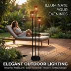 Solar Outdoor Floor Lamp Waterproof, Cordless Outdoor Lamps for Patio with Shelves Plant Stand, Rattan Solar Lamp for Outside, Wireless Outdoor Light for Yard Garden Deck Porch Decor