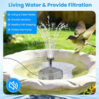 Antfraer 4W Solar Fountain Pump with Pond Filter, Solar Pond Filter Kit with 5 Nozzles & PVC Tubing, Solar Water Fountain for Outdoor Bird Bath, Small Ponds, Water Circulation & Oxygenation