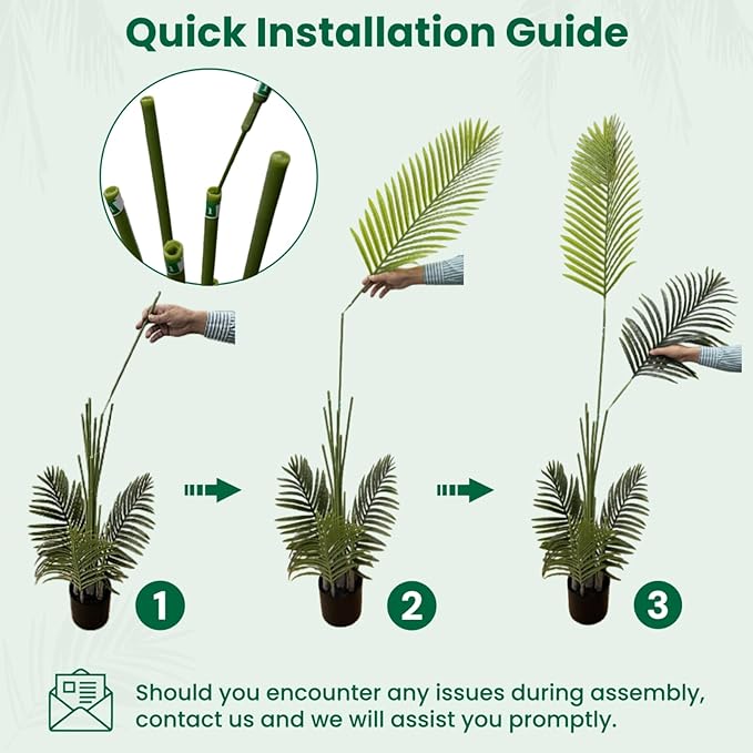 6FT Tall Artificial Palm Trees, Potted Plant (2 Pack) Tropical Areca Palm, UV Resistant Indoor/Outdoor Fake Plant in Black Cement Pot, Realistic Decor for Patio, Living Room, Office