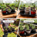 RooTrimmer 6 Cell Round Nursery Pot Trays for 6 Inch Pots, Thickened Sturdy Seedling Pot Shuttle Tray, Durable Nursery Pots Carrying Tray for Holding 6 Inch Plastic Plant Pots(17.08"×13.14", 10-Pack)