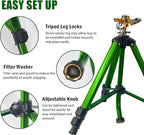 LIULO TOOL Impact Sprinkler on Tripod Base, Tripod Sprinklers with Head, 360 Degree Large Area Irrigation with Extension Legs Flip Locks, Heavy Duty 3/4" Connector for Lawn Yard Garden