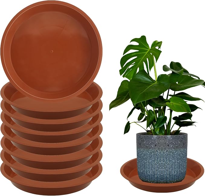 8 Pack 20 Inch Round Plant Saucers for Less 18 Inch Pot Indoors Outdoors Plant Trays for Pots Planter Saucer Plastic Drip Tray Planter Water Tray(Terracotta, 20"(8pcs))