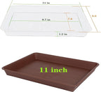 VUWEZ 4 Pack Plant Saucer Tray Rectangular, Plant Saucers for Indoors, Heavy Sturdy Plastic Plant Drainage Trays, Plant Drip Trays for Pots, Seed Starter Growing Tray (11 x 9 inch, Chocolate)