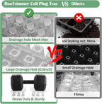 RooTrimmer 60 Pack Reusable 12-Cell Clear Seed Starter Trays - Extra Large Drainage Holes, Easy to Repotted, Clear Transparent Tray for Root Observation, Seed Starting, Fits Standard 1020 Trays