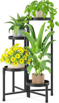iDavosic.ly Plant Stand Indoor Outdoor, 4 Tier Corner Metal Flower Display Holder Shelf, Folding Tall Orchid Rack for Patio Balcony Porch Garden Living Room House, Black