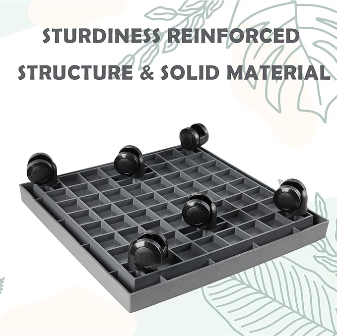 19.7 Inch Square Rolling Plant Caddy Saucer with Wheels, Heavy Duty Wheeled Planter Stand for Potted Plant, Coaster Roller Base Tray with Casters, Flower Pot Dolly Holder for Indoor Outdoor